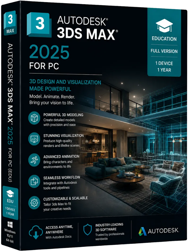 Autodesk 3DS MAX 2025 for PC (version - EDU) 1 device/ 1 year