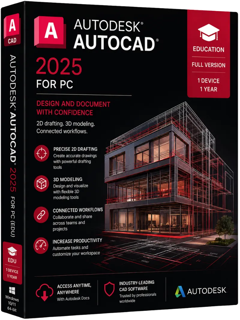Autodesk AUTOCAD 2025 for PC (version - EDU) 1 device/ 1 year