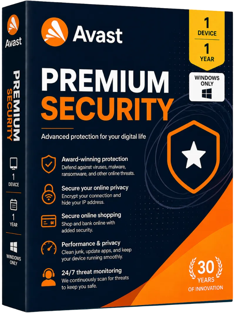 Avast Premium Security 1-Device-1 year (Windows only), Global