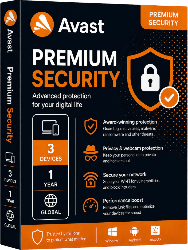 Avast Premium Security | 3 Devices | 1 Year | Global