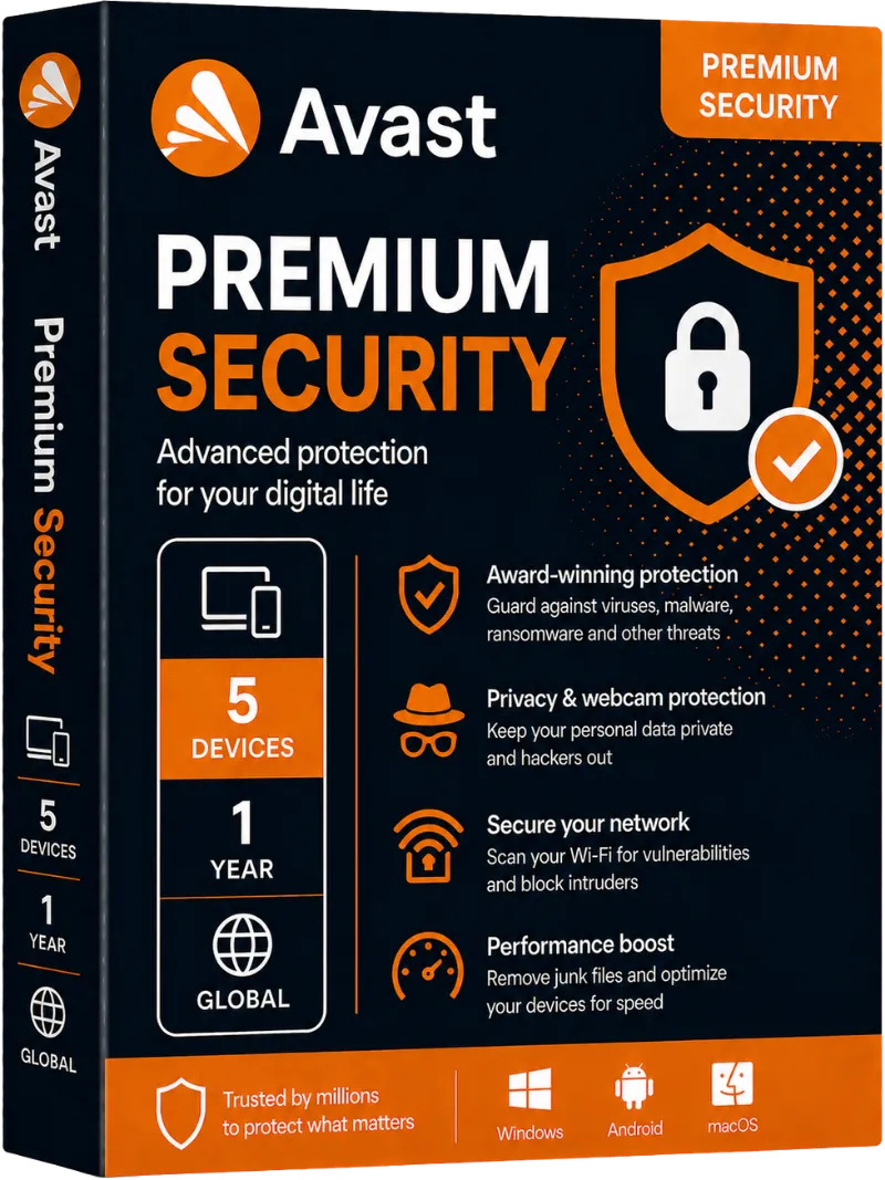 Avast Premium Security | 5 Devices | 1 Year | Global