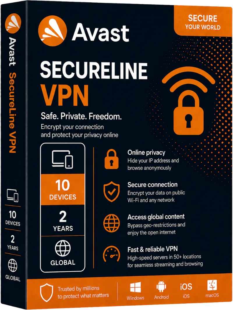 Avast SecureLine VPN 10-Device 2-Year, Global