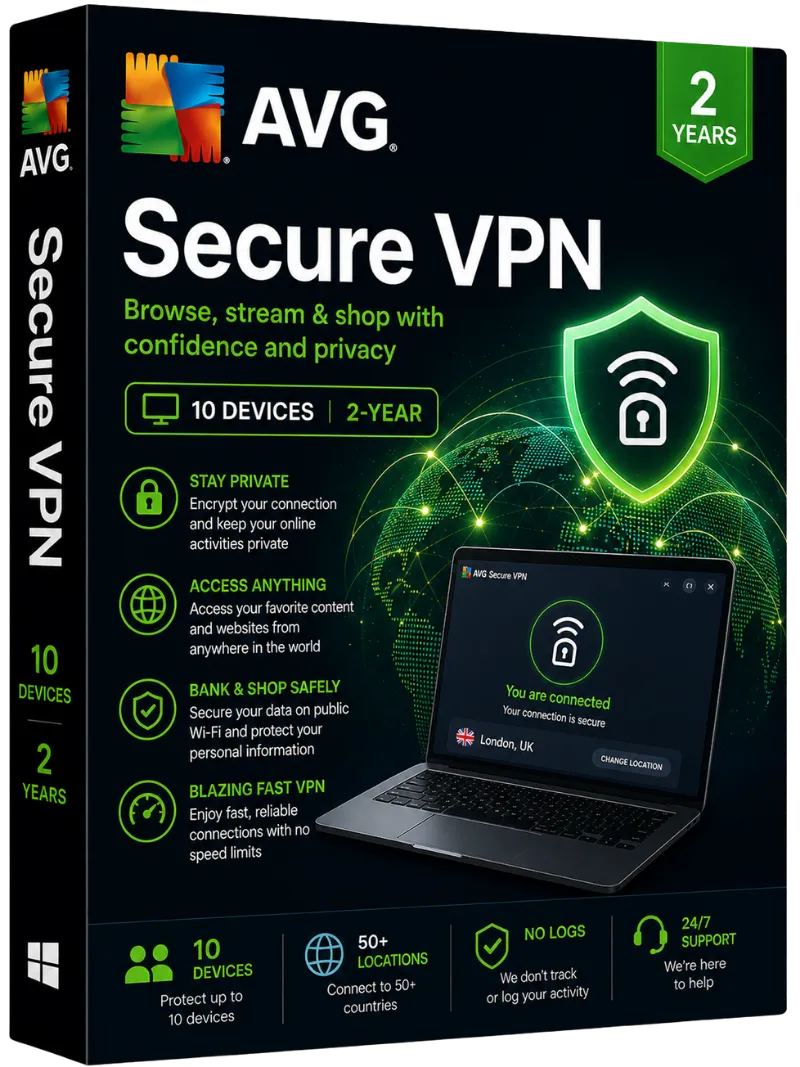 AVG Secure VPN 10 Devices / 2-Year