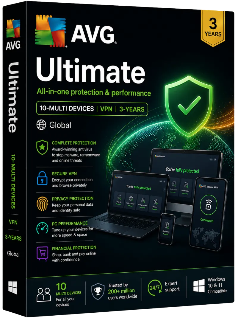 AVG Ultimate 10-Multi Devices VPN 3-Years, Global