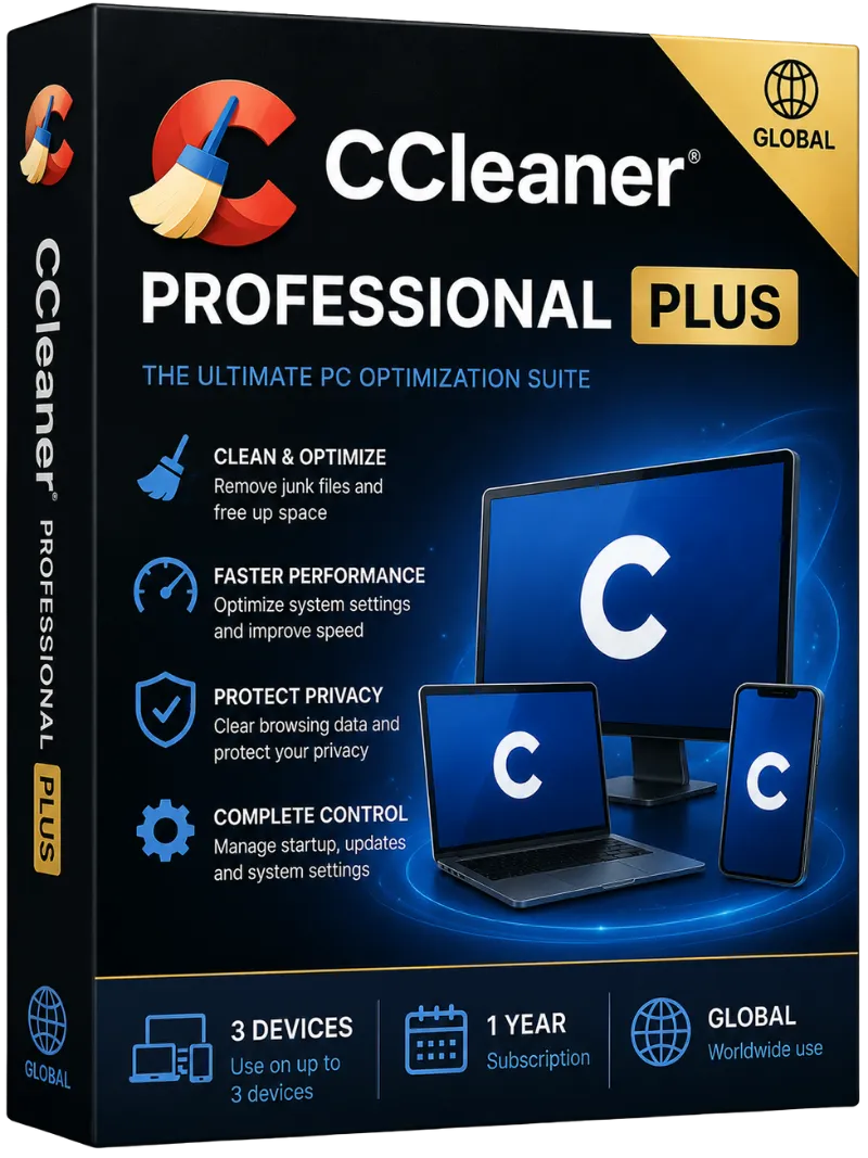 CCleaner Professional Plus - 3 Devices -1 year (Global)