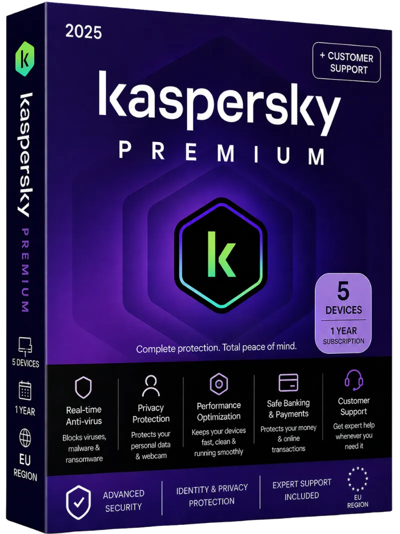 Kaspersky Premium + Customer Support | 5 Device | 1 Year