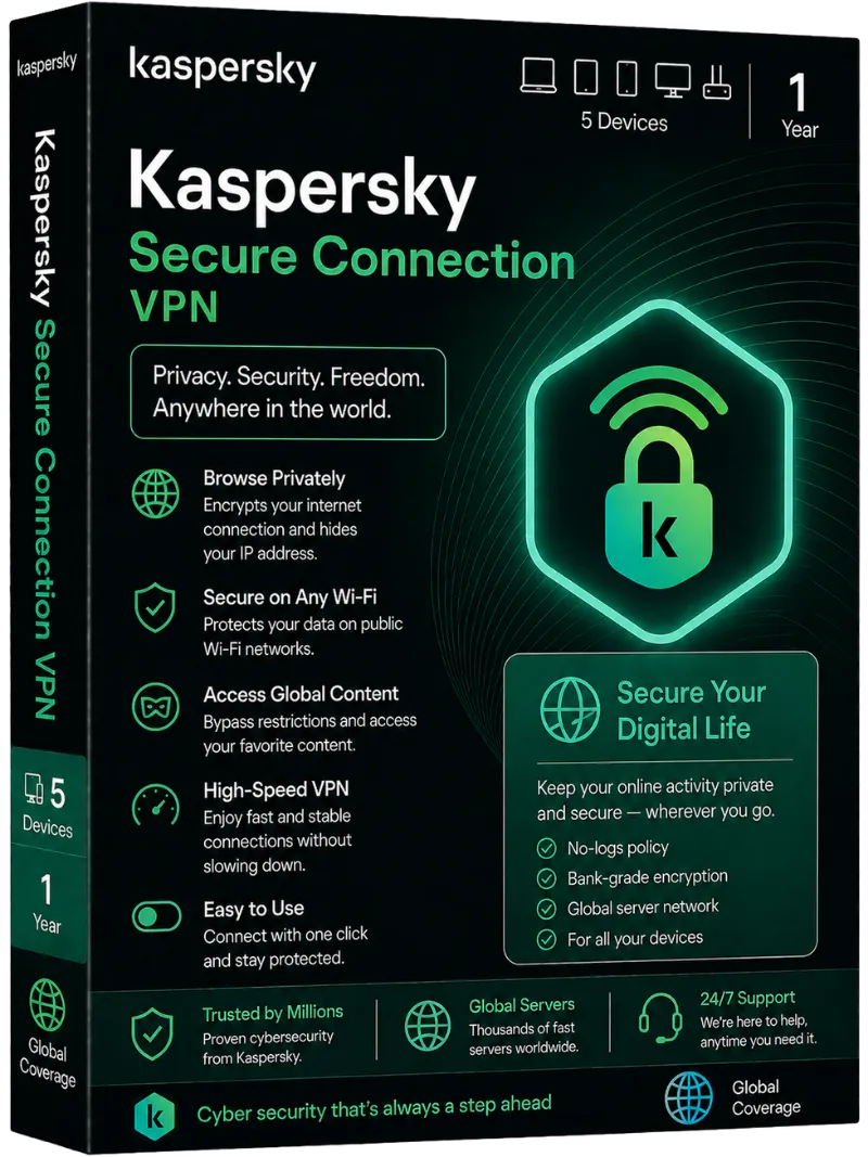 Kaspersky Secure connection VPN 5-Devices 1-Year, Global,