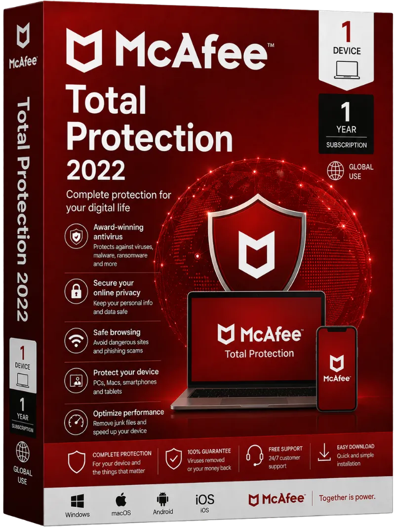 McAfee Total Protection 2022 - 1 device / 1 Year, Global