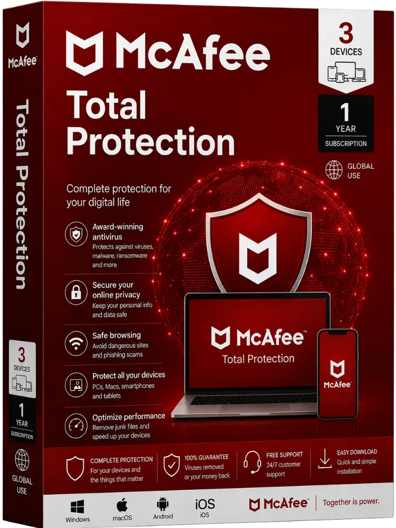 McAfee Total Protection 3 Devices 1 Year