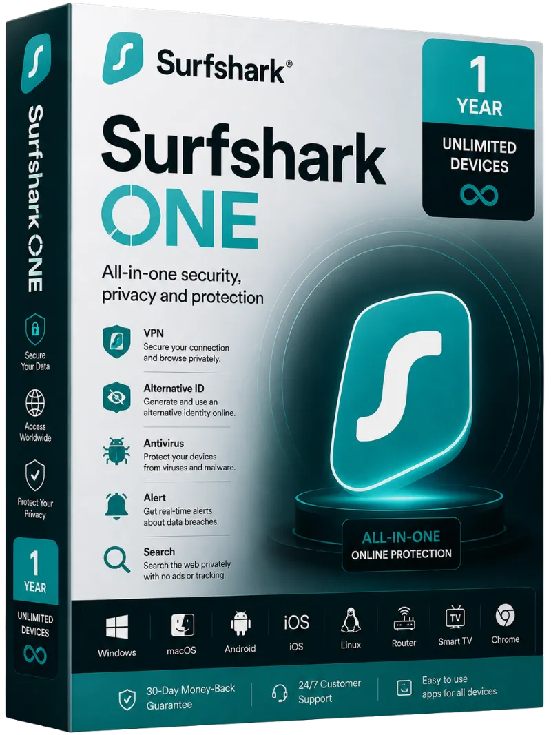 Surfshark ONE – 1 year Unlimited Devices