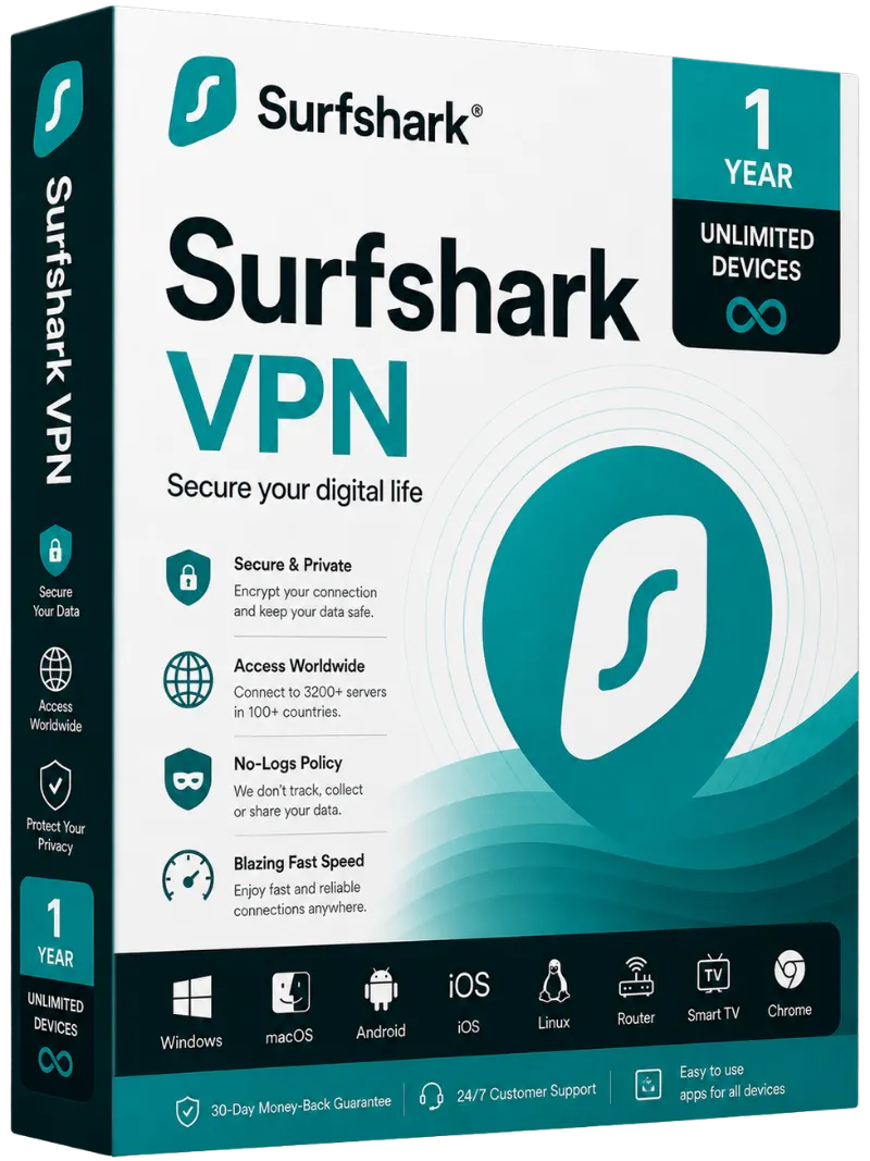 Surfshark VPN – 1 Year Unlimited Devices