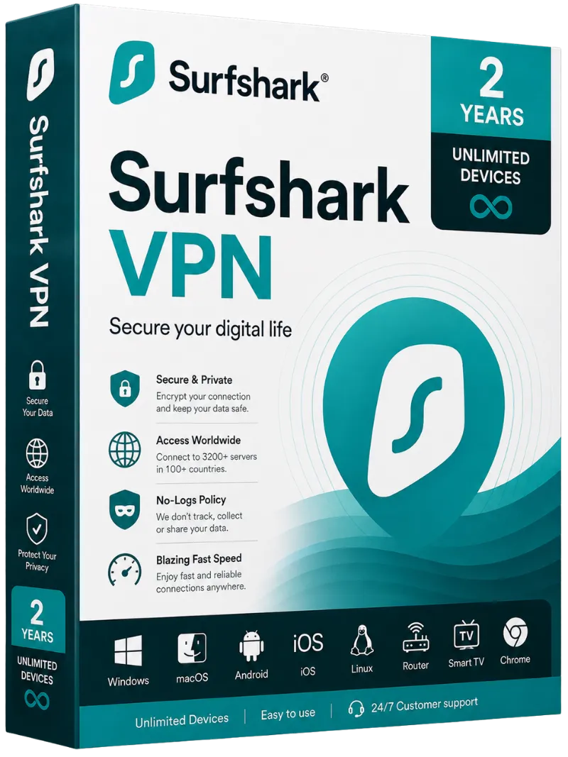 Surfshark VPN – 2 Years Unlimited Devices