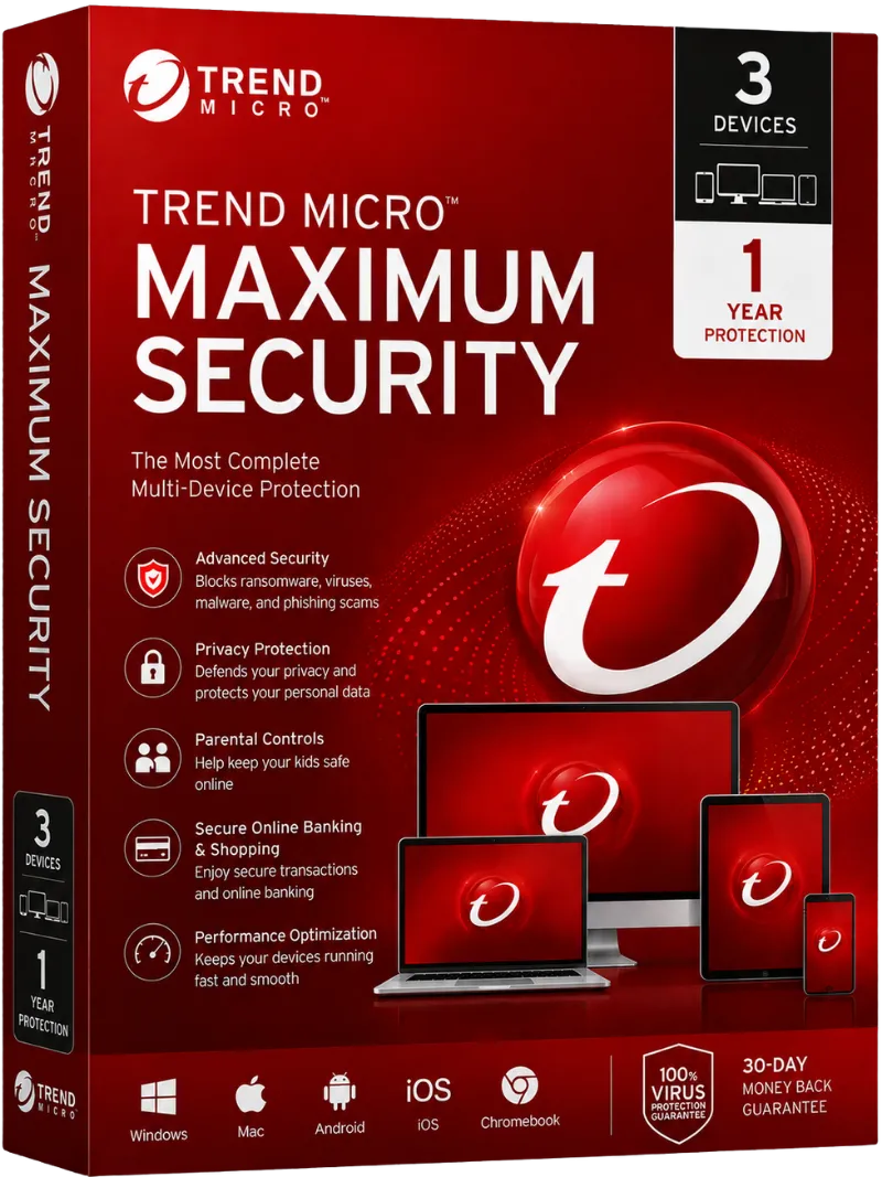 Trend Micro Maximum Security 3-Devices 1-Year